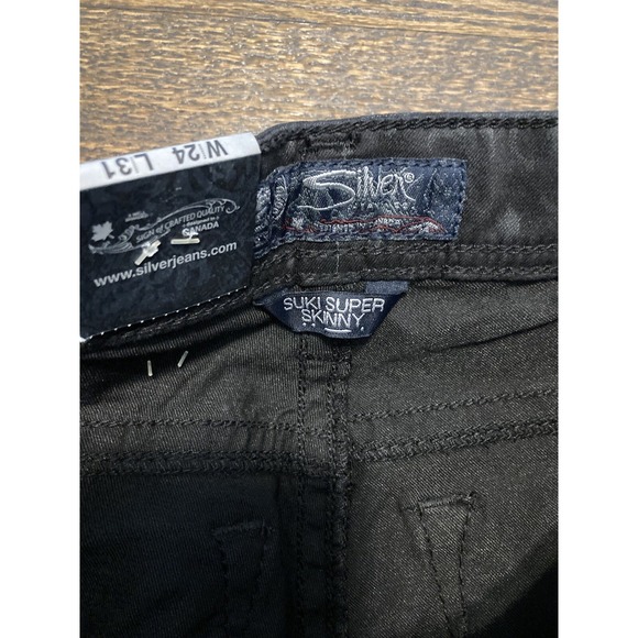 Silver Jeans Suki Super Skinny Jean Dark Gilded Black Size W 24 L 31 $88 NWT - Picture 7 of 8